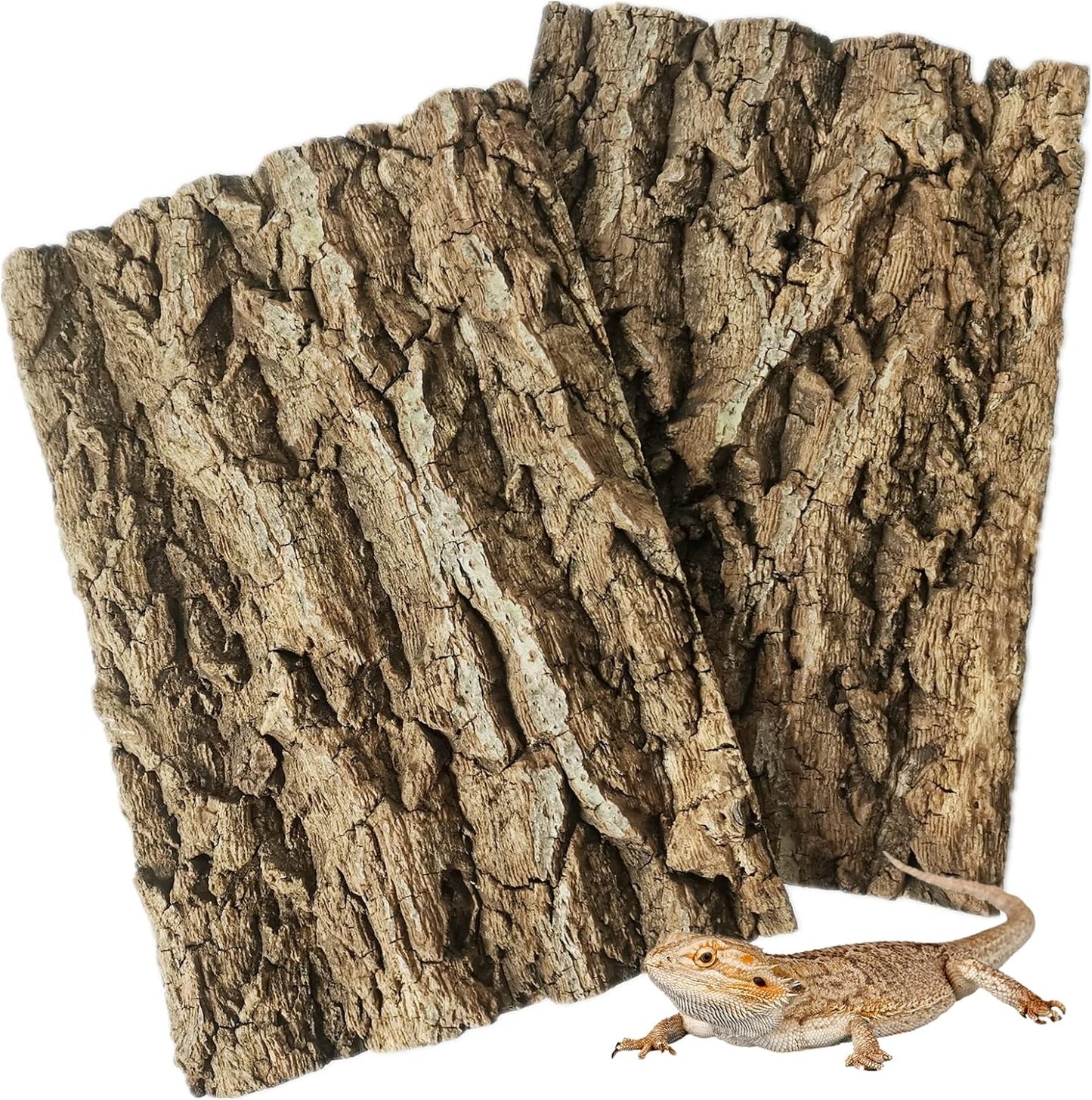 Fhiny 2 PCS Cork Bark Background, 11.6" x 7.7" Natural Cork Bark for Reptiles Tank Backdrop Reptile Climbing Wall Terrarium Decor Accessories for Turtle Beared Dragon Chameleon Snake