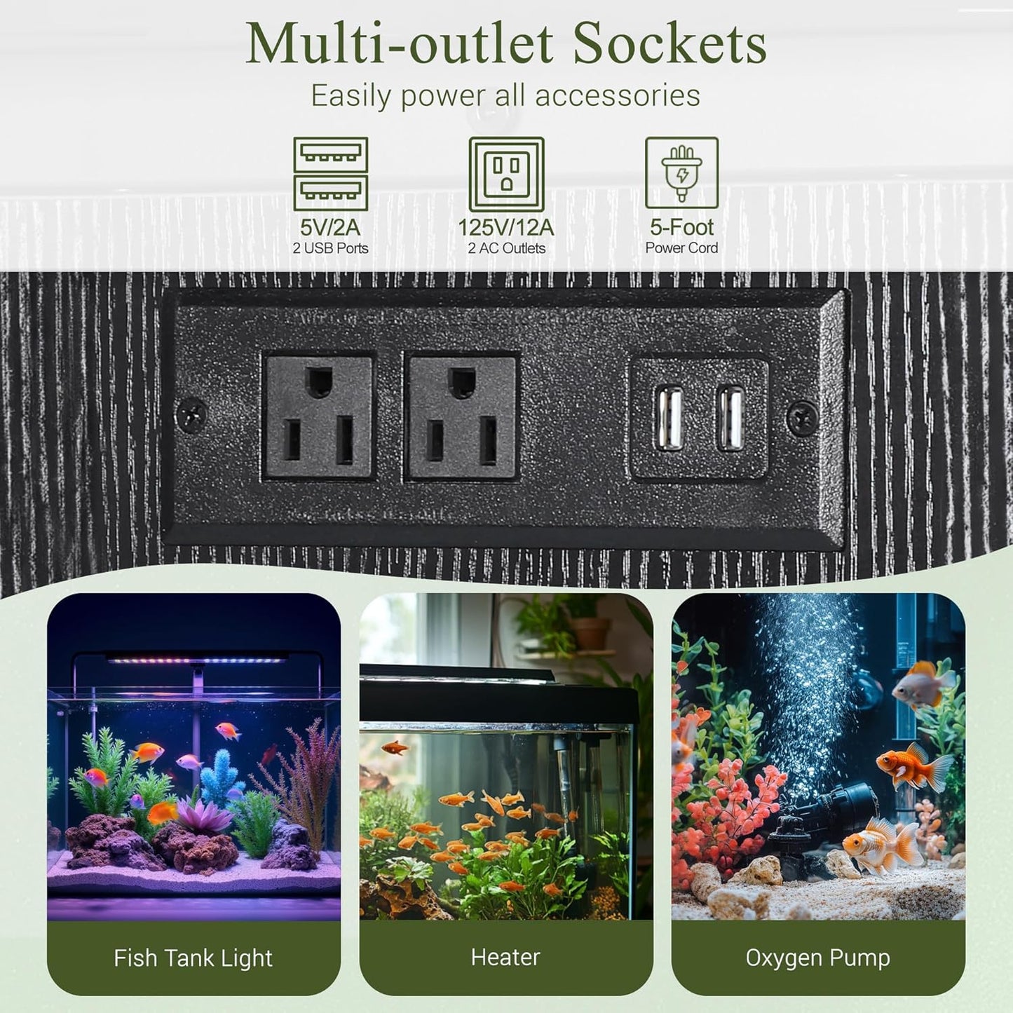 ZENY 20-29 Gallon Fish Tank Stand with Cabinet for Fish Tank Accessories Storage, Metal Double Aquarium Stand, 30.71''L x 12.6''W Tabletop, 330LBS Capacity