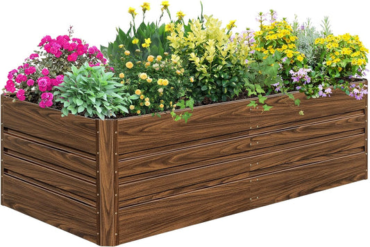 SnugNiture Galvanized Raised Garden Bed 6x3x2FT Outdoor Large Metal Planter Box Steel Kit for Planting Vegetables, Flowers