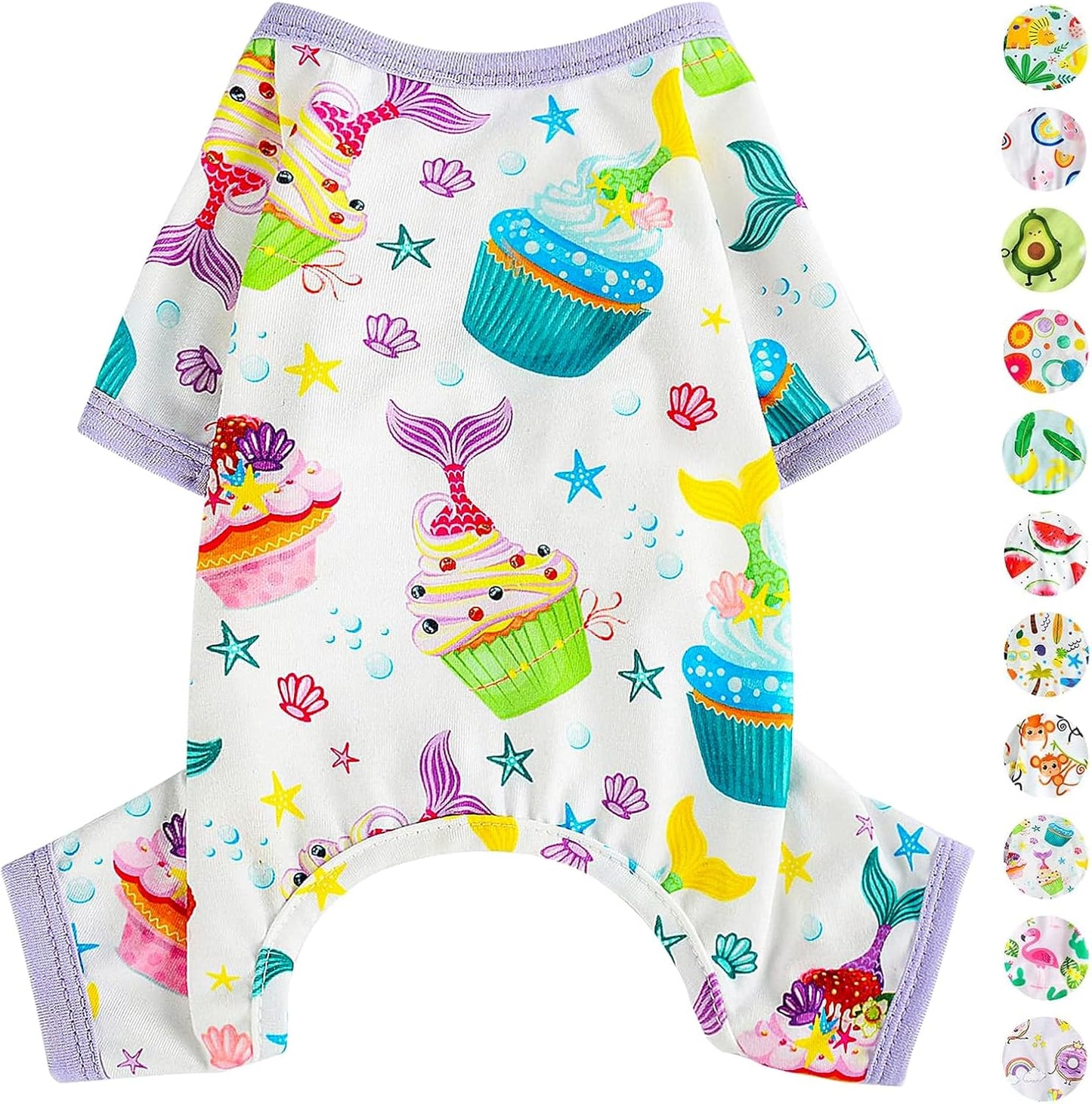 Dog Pajamas Pjs Spring Summer Dog Clothes for Small Dogs Girl - Boy - Medium Size Dogs, Soft Stretchy Puppy Clothes Doggie Onesies Cat Pet Jammies Outfit, Cake Purple