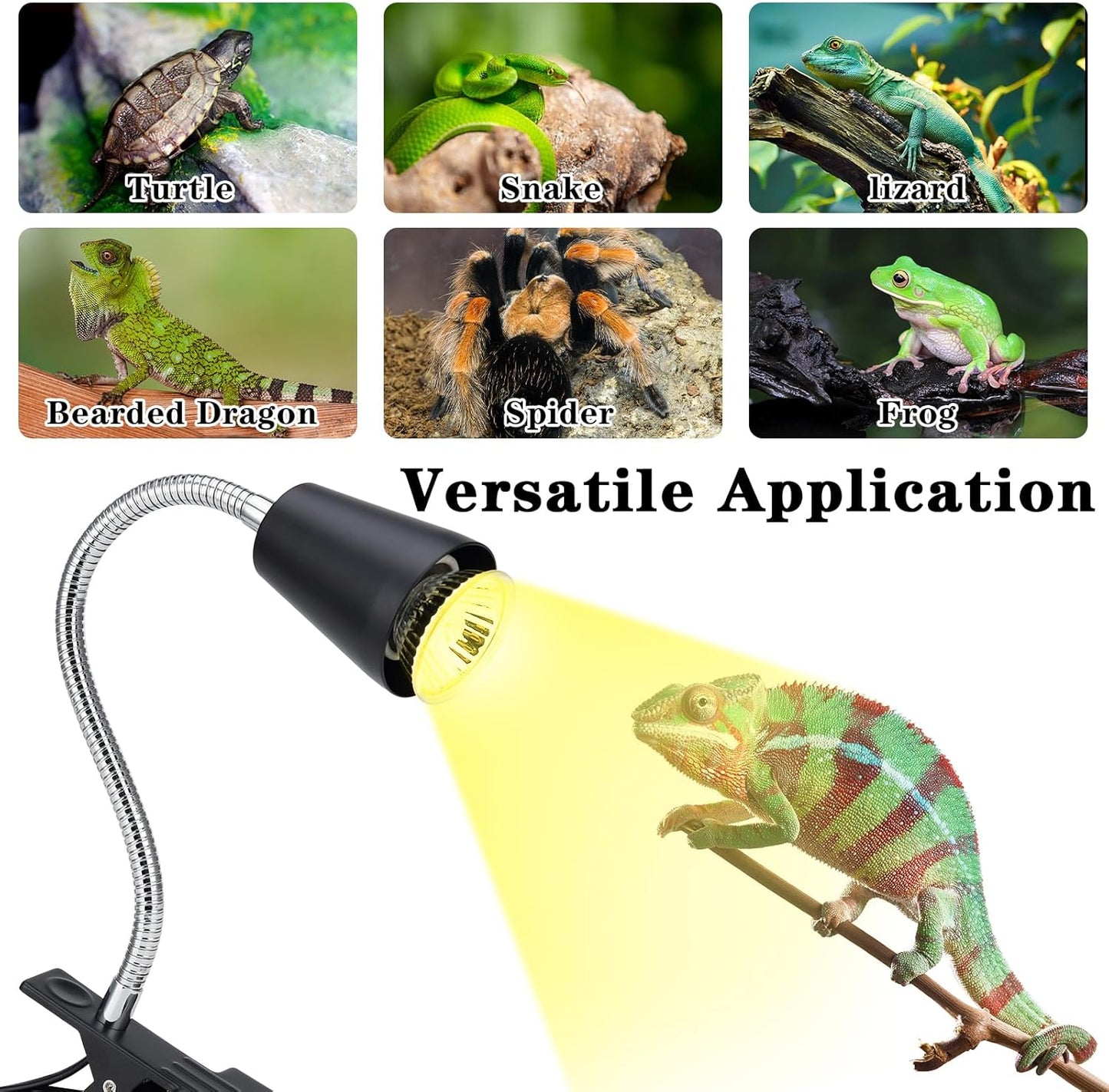 Reptile Heat Lamp Bulbs 110V, 2-Pack UVA/UVB Light for Turtles, 360° Rotatable Heating Lamp for Aquarium Terrarium, Aquatic Plants, Lizards and Snakes