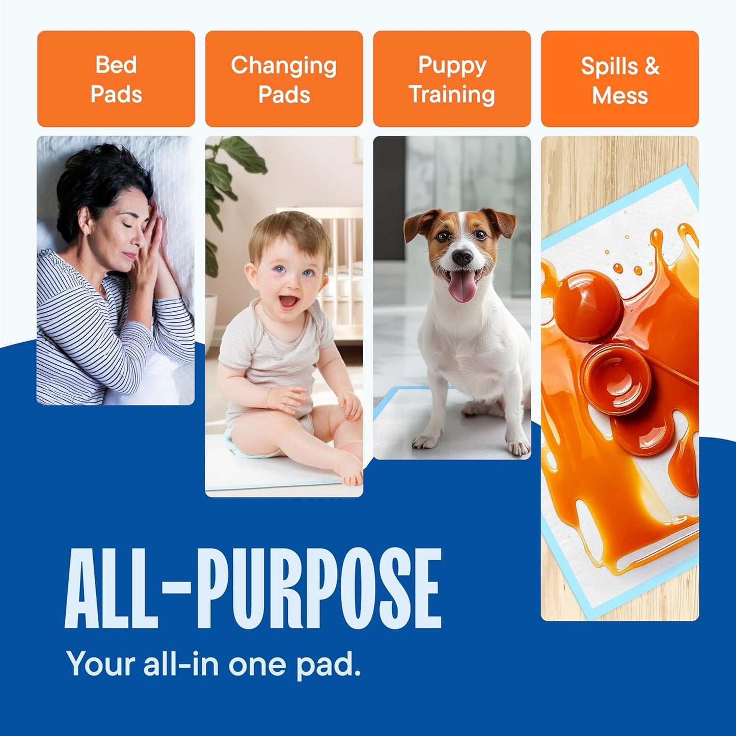 Chucks Pads Disposable [100-Pack] Multi-Purpose Pee Pads - Incontinence Underpads for Dog, Puppy & Diaper Changing Table Pad for Baby 17" x 24" Bed & Chair Liners - Pet Potty Training Pads