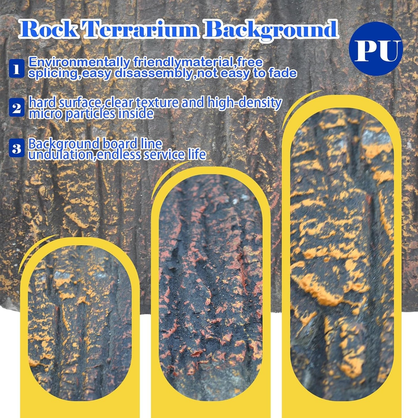 Reptile Tank Background Board Rock Terrarium Cork Background Board 3D Wall Backdrop Aquarium DéCor Backgrounds Amphibian Habitat Decoration for Lizards Leopard Gecko Bearded Dragons Turtle