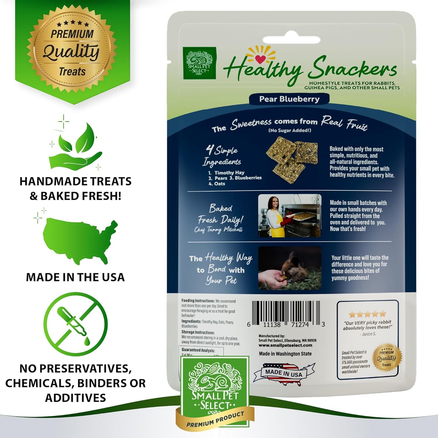 Small Pet Select - Healthy Snackers - Pear/Blueberry