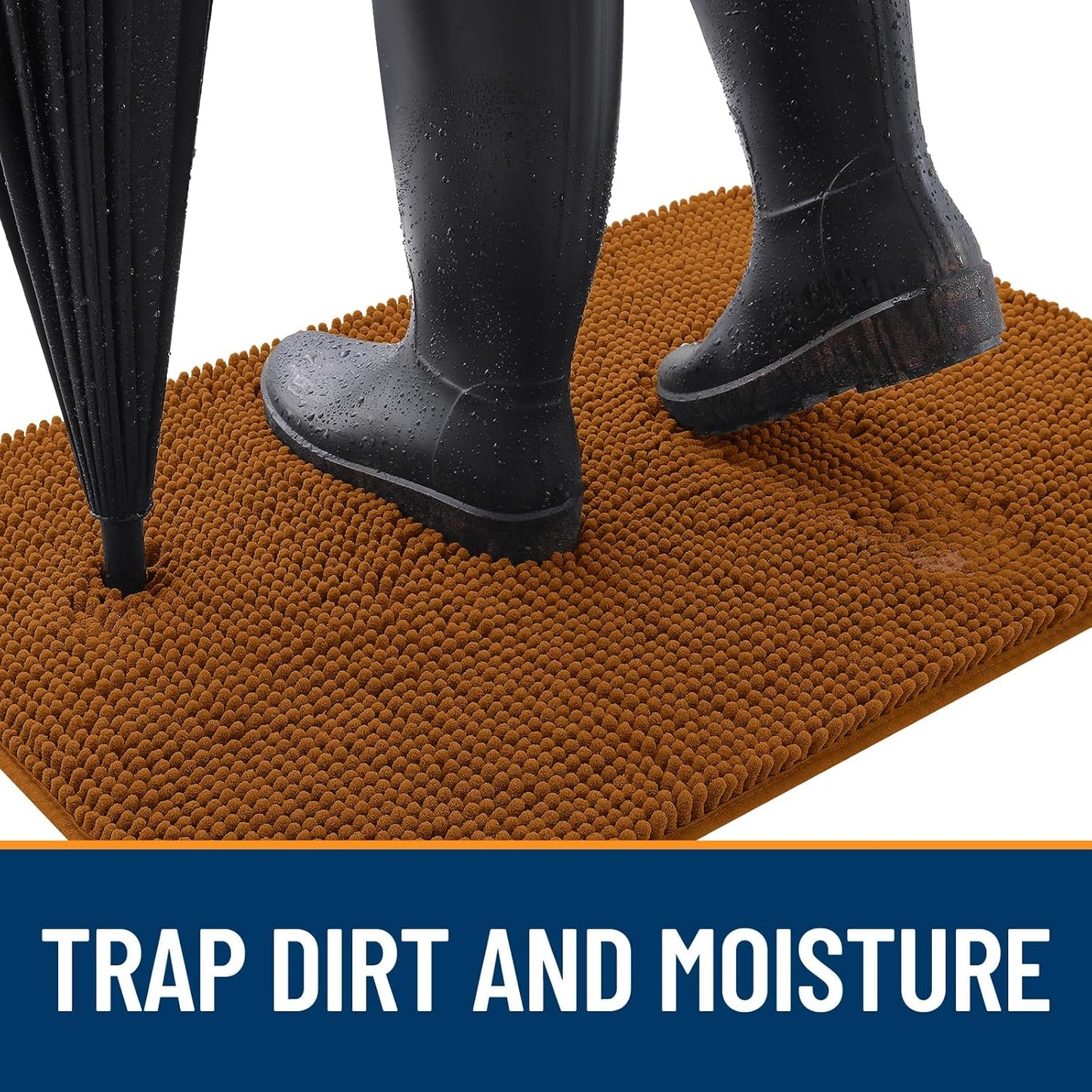 OLANLY Dog Door Mat for Muddy Paws 30x20, Absorbs Moisture and Dirt, Absorbent Non-Slip Washable Doormat, Quick Dry Chenille Mud Mat for Dogs, Entry Indoor Entryway Carpet for Inside Floor, Ochre