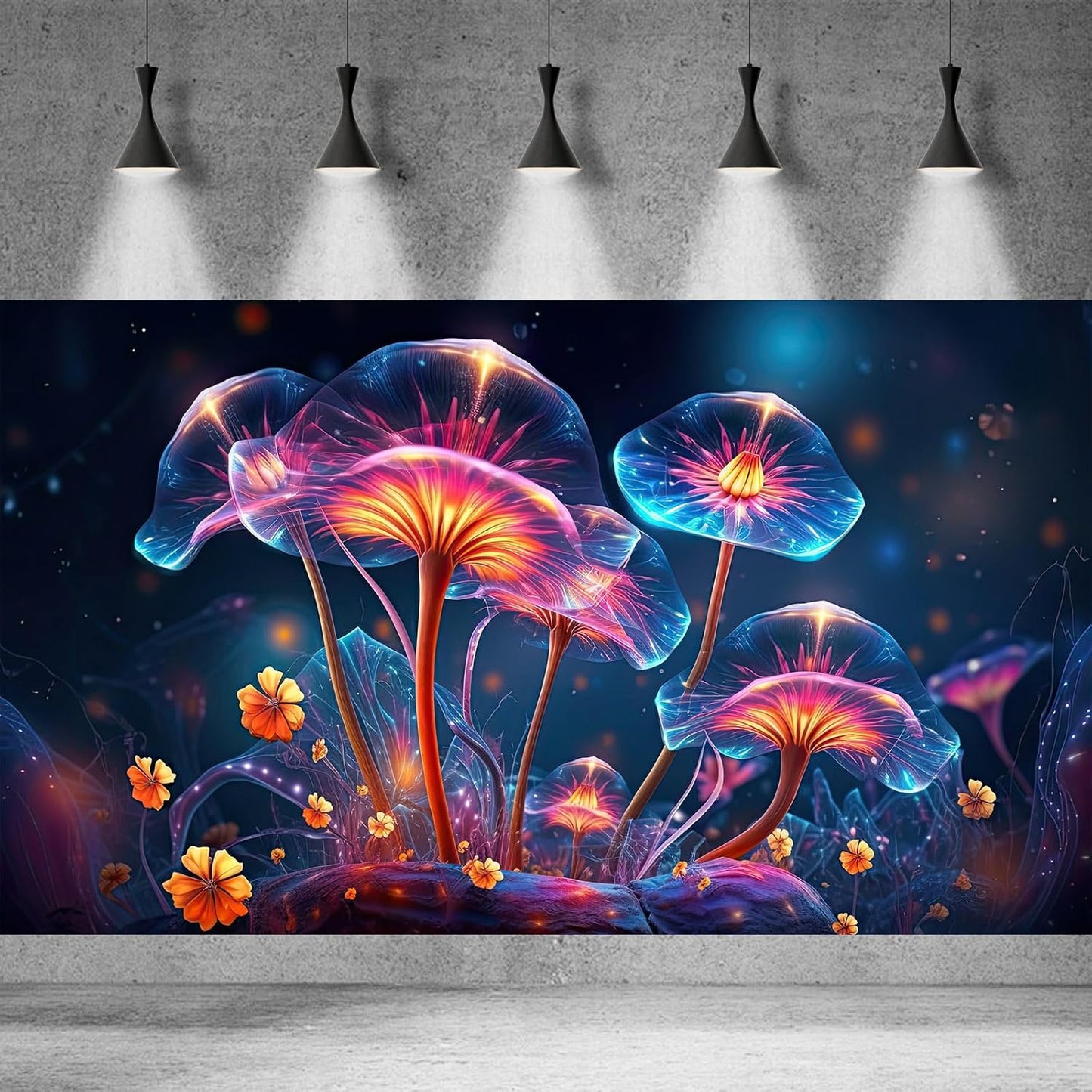 Flower Aquarium Background Modern Style Bluebell Blooming Flower Floral Design Terrarium Background Mysterious Elegant Glowing Fantasy Flower Fish Tank Backdrop Poster Decorations Vinyl 30x18in