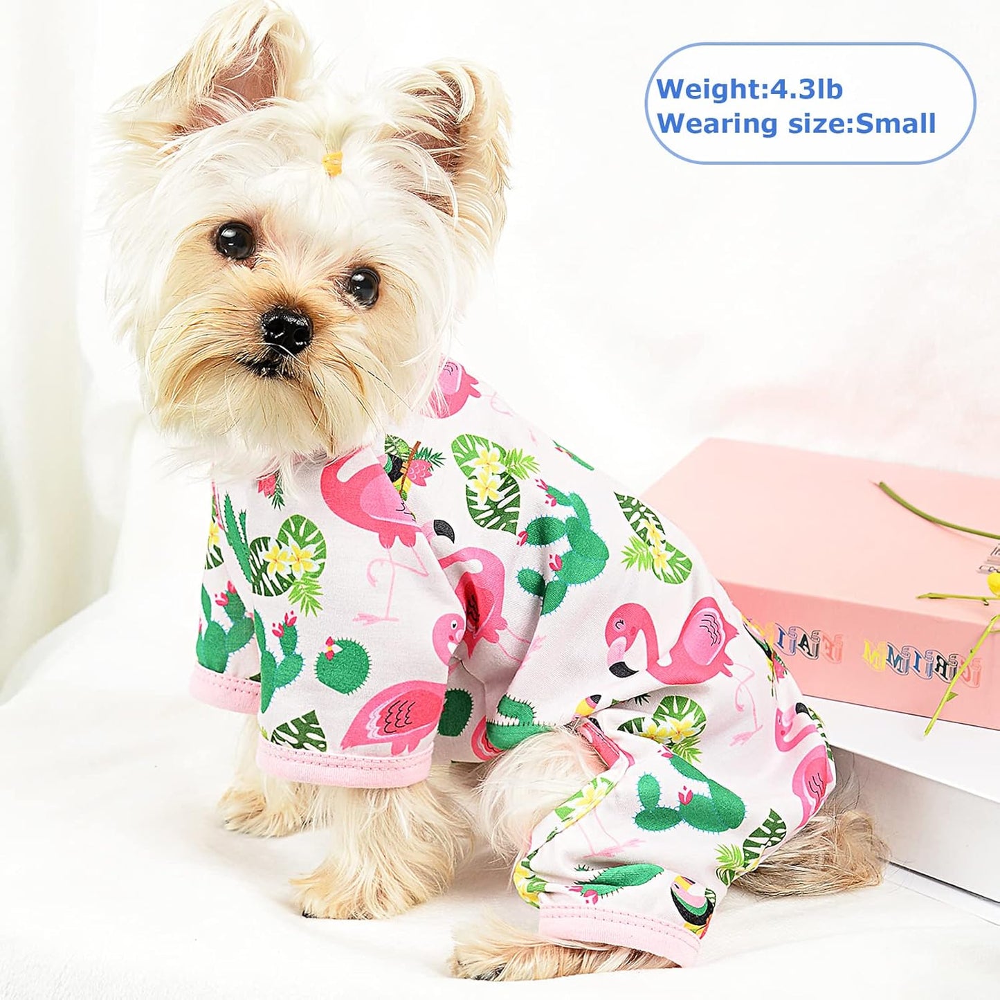 Dog Pajamas Pjs Summer Girl Dog Clothes for Small Dogs Girl - Boy - Medium Size Dogs, Soft Cute Puppy Clothes Fall Dog Onesies Cat Pet Jammies Outfit for Chihuahua Yorkie(Pink, Small)