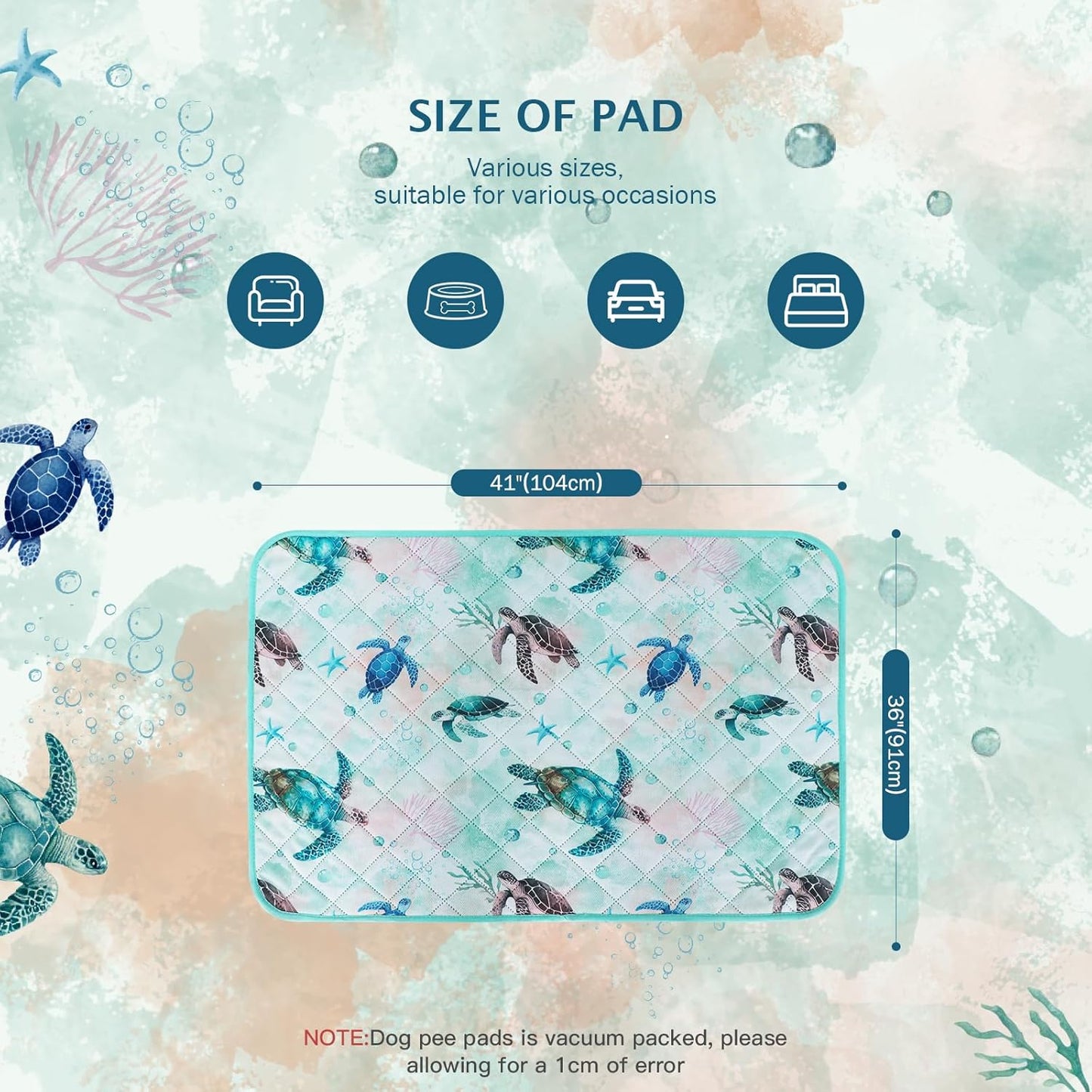 IEUUMLER Washable Pee Pads for Dogs, 2 Pack Reusable Waterproof Puppy Pads, Non-Slip Super Absorbent Dog Training Pad for Playpen Crate Bed EU012