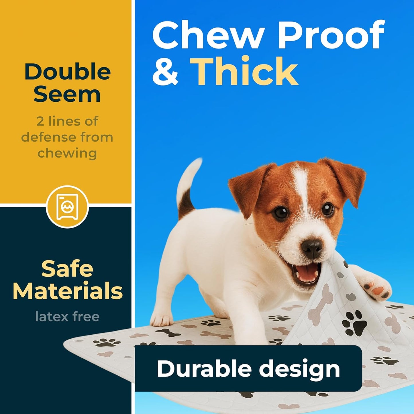 GREEN LIFESTYLE Washable Pee Pads for Dogs - Waterproof Reusable Puppy Pads with Anti-Slip Backing, Pet Training Pad for Puppy Playpen, Crate, Whelping Box, Potty Training (Pack of 2 - 41x41)