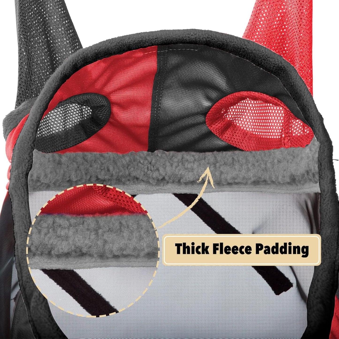 Harrison Howard Pro Luminous Horse Fly Mask Standard with Ears UV Protection for Horse Scarlet Red/Black Medium Cob