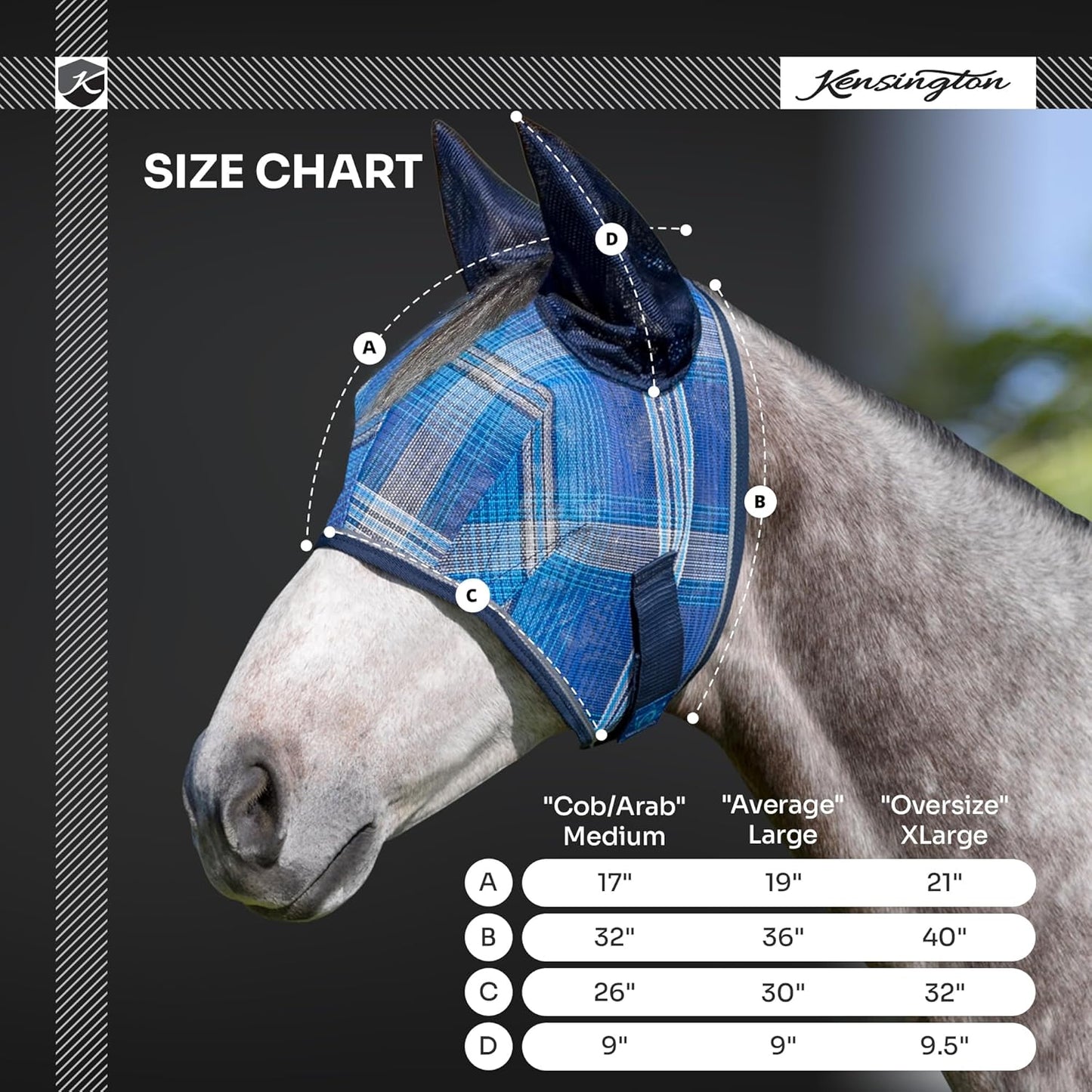 Kensington Signature Fly Mask w/Web Trim, Soft Mesh Ears & Forelock Opening Size: M-Small Horse Color: 2019 - Imperial Jade