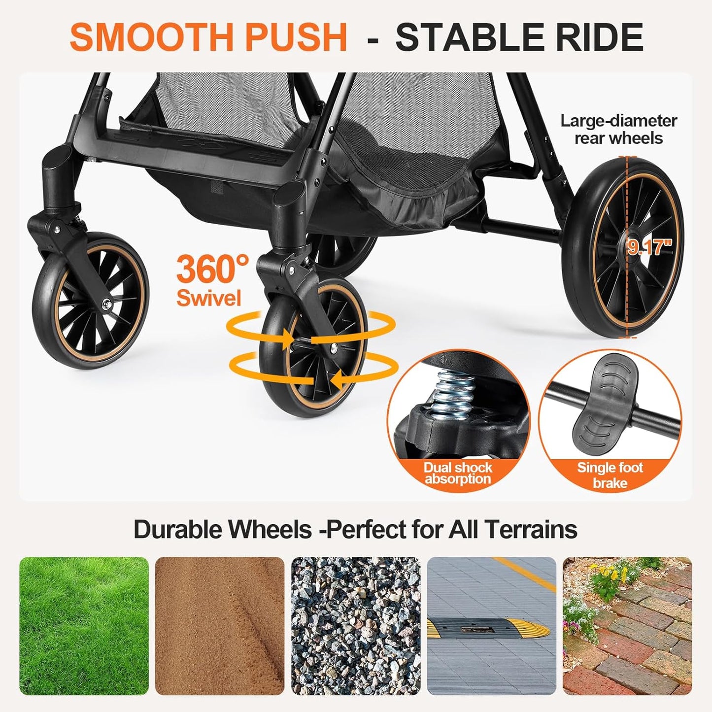 Pet Stroller for Small/Medium Dogs & Cats up to 55 lbs, Upgraded 4 Wheels Dog Stroller for Large Dogs, 3-in-1 Foldable Portable Travel Carrier for 2 Cats with Storage Basket and Cupholder