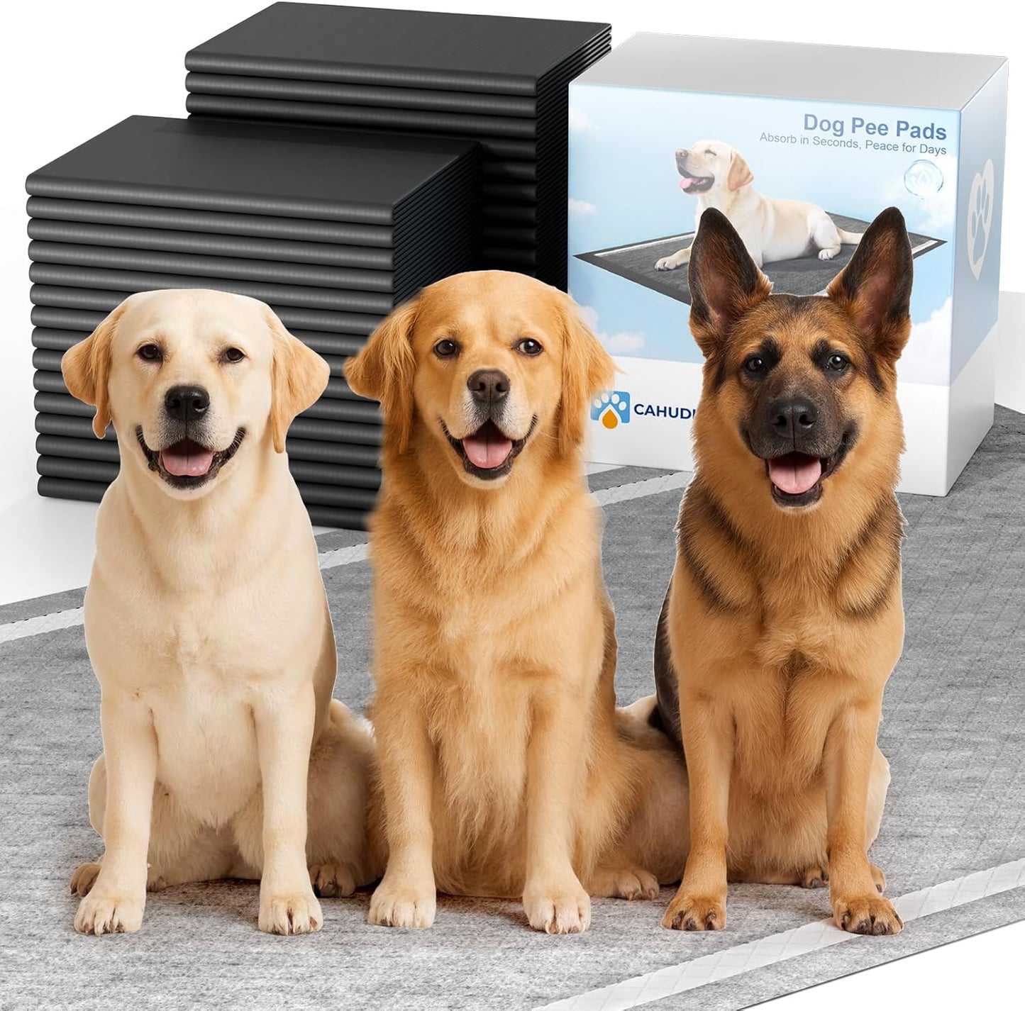 40PCS Charcoal Pee Pads for Dogs 31"x47", Extra Large Odor-Control Carbon Puppy Pads, Ultra-Absorbent & Quick Dry, Thicken Potty Training Pads for Doggie Cats Rabbits, Black Pet Piddle Pad