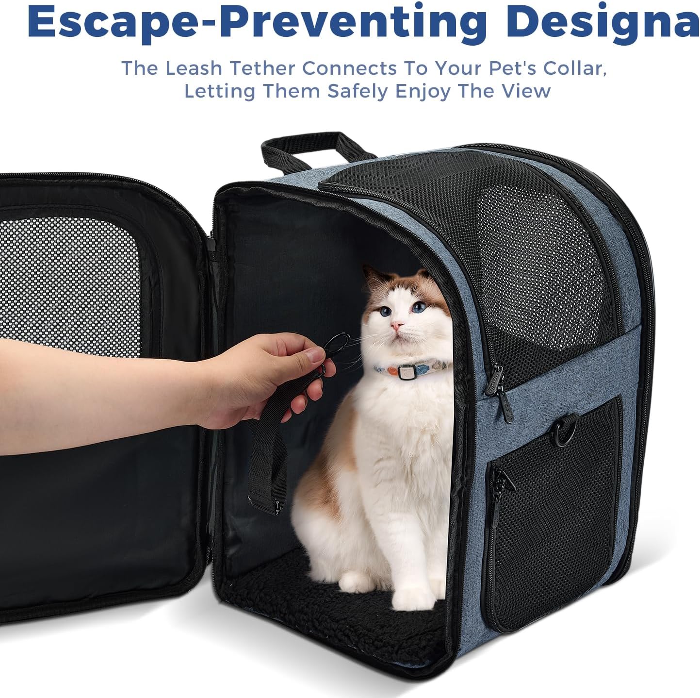 Apollo Walker Dog & Cat Carrier Backpack for 4-15lb Pets - Ventilated Safe Design with Padded Back Support, Breathable Mesh Pet Backpack for Hiking, Travel, Outdoor (Navy)