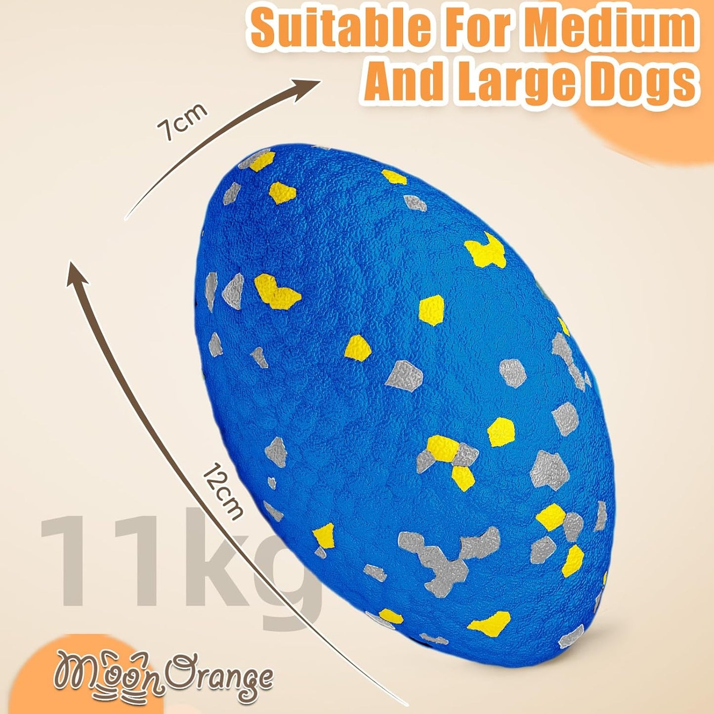 4.72" Indestructible Large Rugby Balls for Aggressive Chewers Durable Olive Bouncy Interactive Football Toy for Dogs Fetch Game Lightweight Floating Outdoor Training, Blue