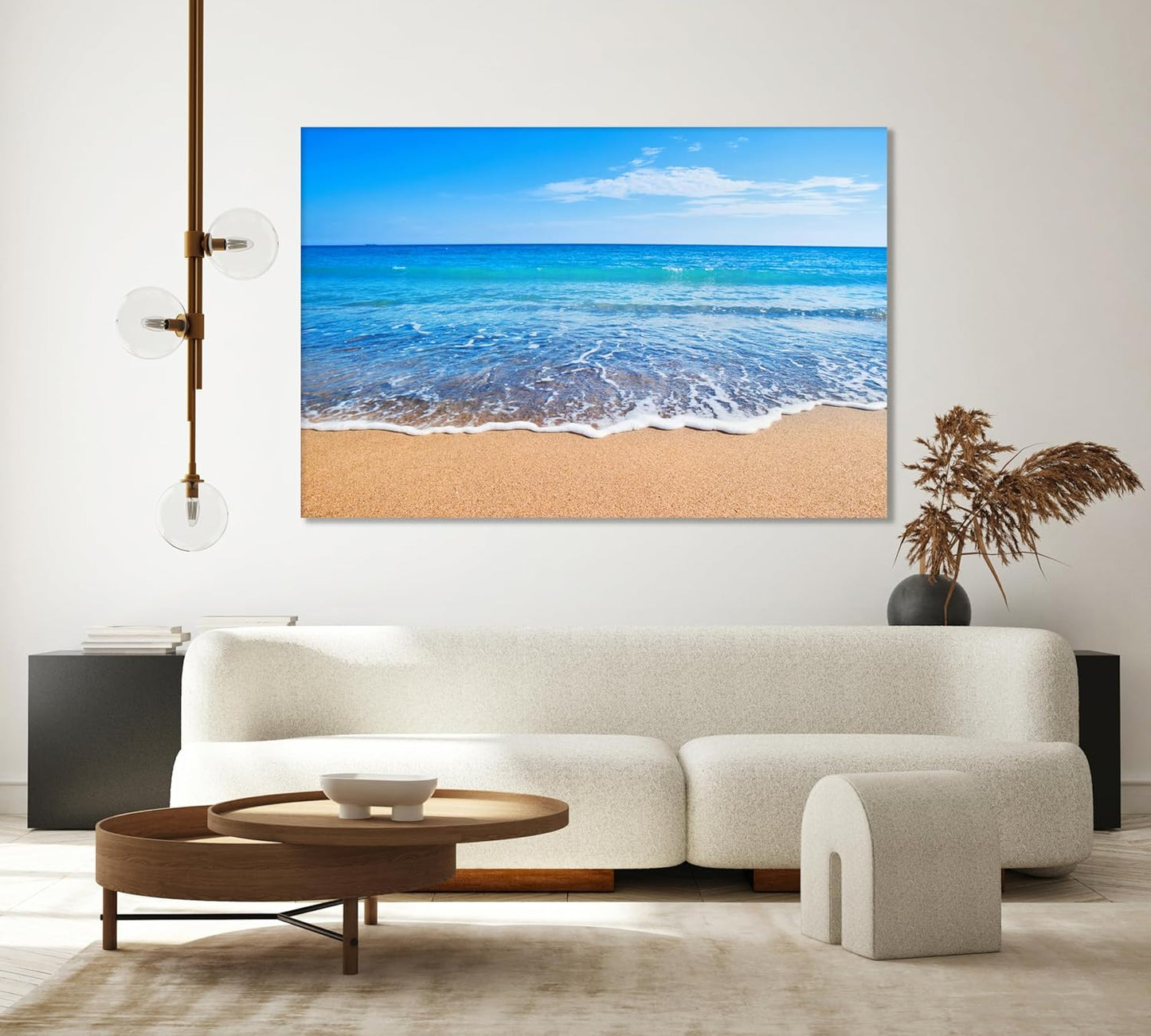 Nature Wall Art Prints - Ocean Forest Mountain Lake Canvas Landscapes - Small to Extra Large Living Room Bedroom Kitchen Bathroom Décor (Sandy Ocean Beach, 24L" x 36W")