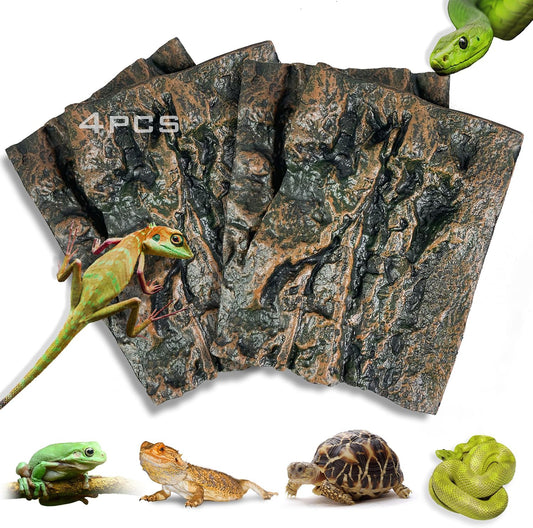 4pcs Rock Terrarium Background,3D Reptile Tank Background Board,Amphibian Stereo Backdrop Wall,Lizard Snake Gecko Spider Chameleon Turtle Fish pet silo Background Decorative Panel