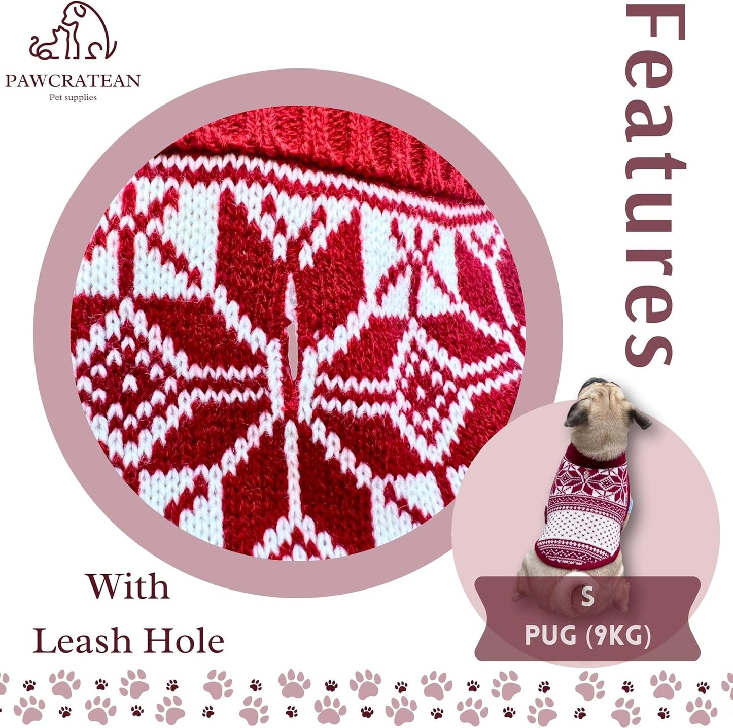 Cute Sweater for Dogs and Cats Soft Flannel Pet Outfit Warm and Cozy Animal Hoodie Small to Large Pet Clothes for Halloween Parties and Everyday Wear (Medium, Red National Totem)