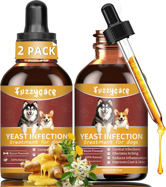 2pack Natural Yeast Infection Treatment for Dogs, Dog Ear Infection Treatment & Dog Yeast Infection Treatment, Ear Infection Treatment for Dogs Help Supports Allergy, Itch & Inflammation Relief