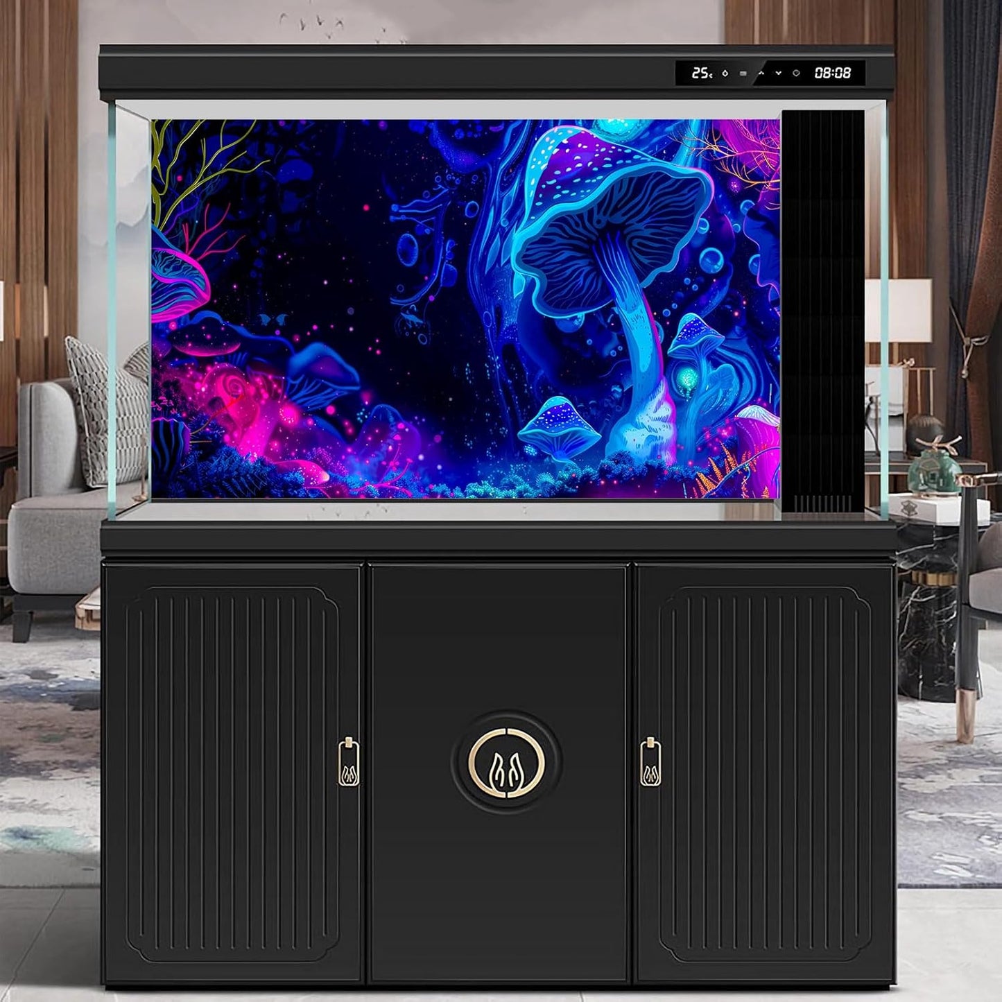 Fantasy Mushroom Forest Aquarium Background Abstract Cartoon Mushroom Reptile Tank Backgrounds Vibrant Jungle Mushrooms Theme Fish Tank Background Magic Mushrooms Reptile Enclosure Backgrounds 60x24in