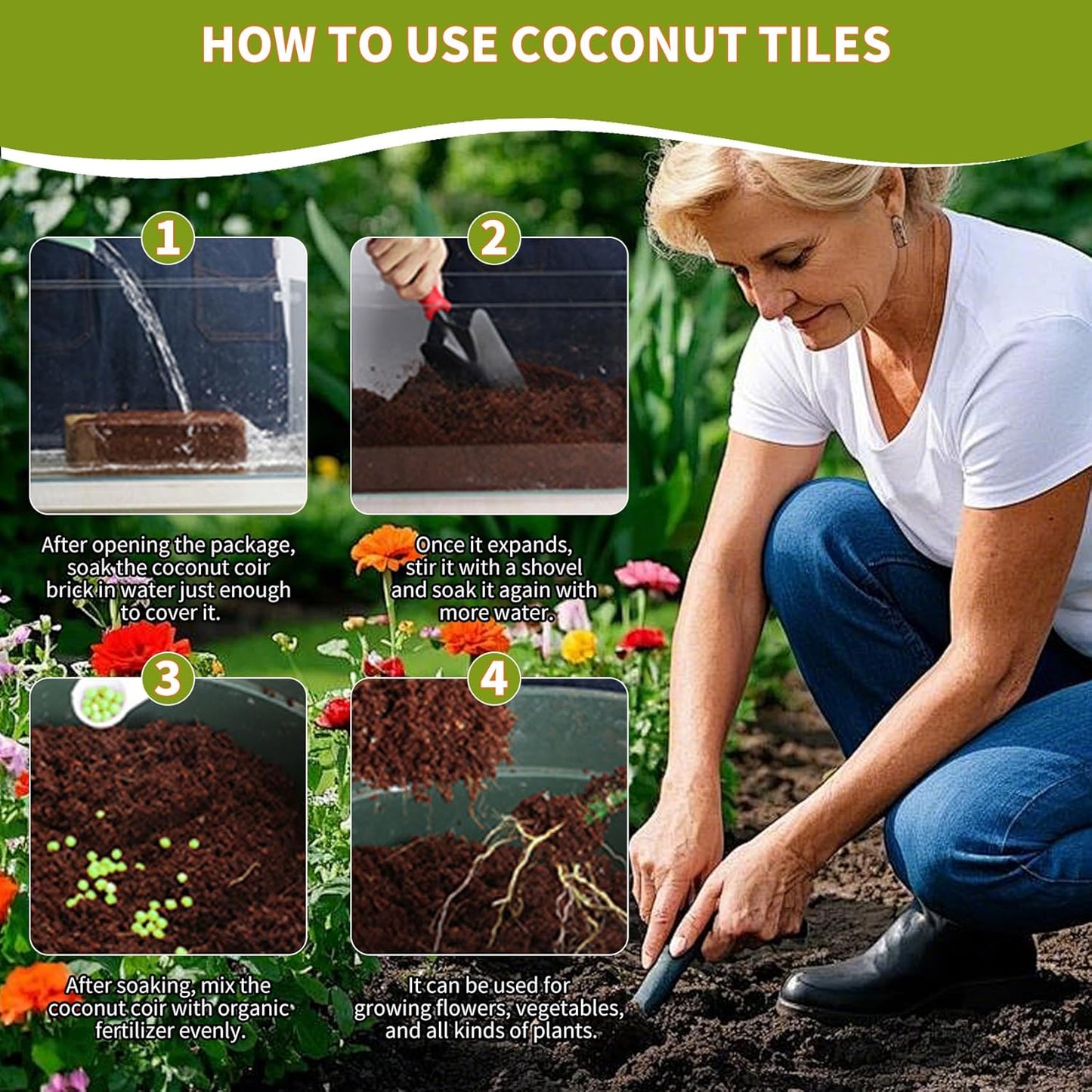 Coco Coir Brick for Plants- 3 Pack,1.4lbs 100% Organic Coconut Coir Soil Neutral pH, for Plant Growth and Root Developmentfor Growing Vegetables & Ideal Reptile Bedding (3)