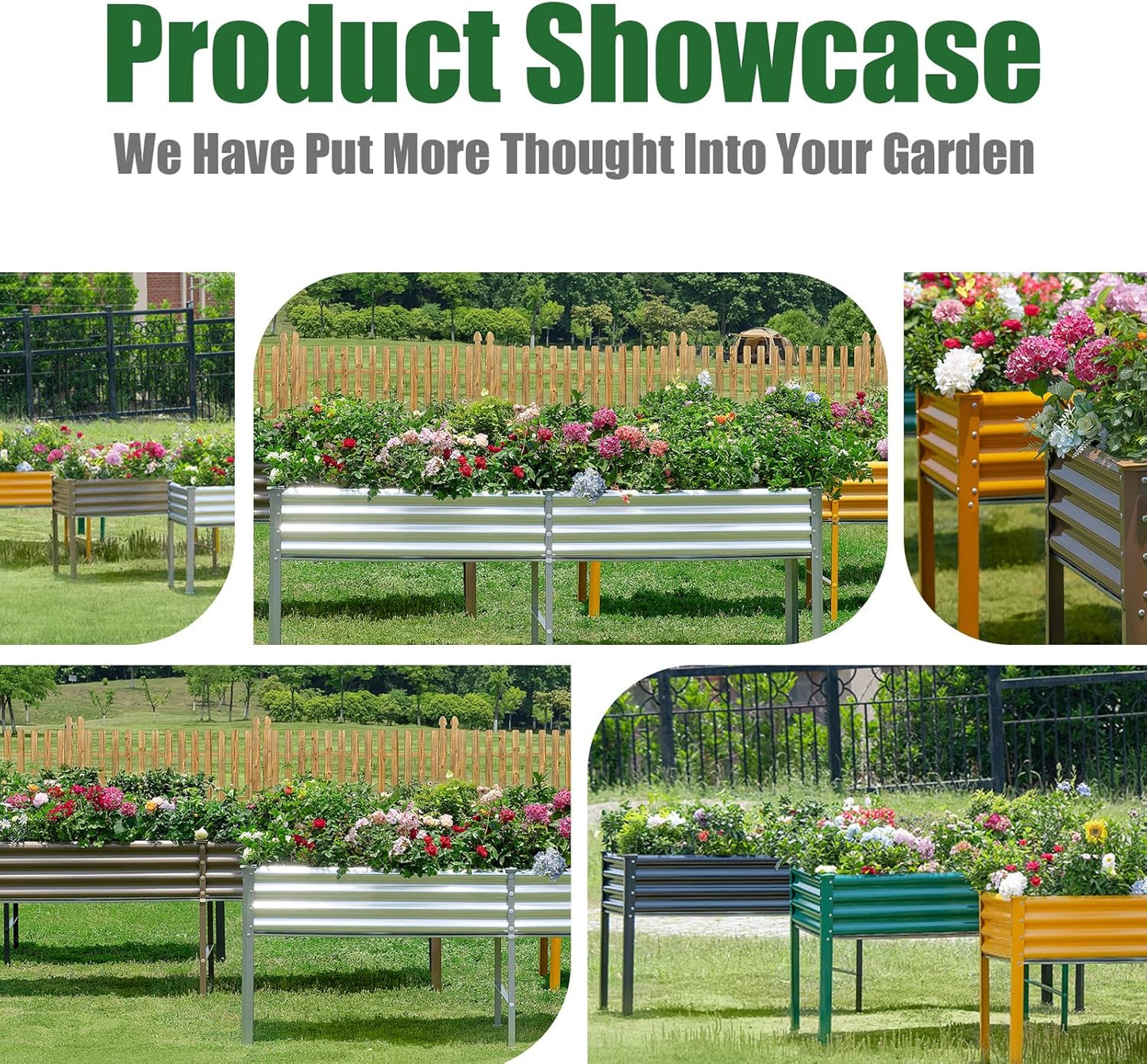 Land Guard Galvanized Raised Garden Bed with Legs, 96×24×32in Raised Garden Beds Outdoor with Drainage Holes, Planter Boxes Outdoor for Backyard, Patio, Balcony, 800lb Capacity, Gray