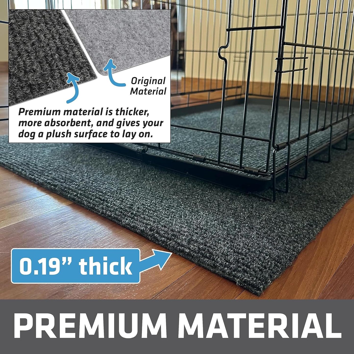Drymate Premium Dog Crate Mat Liner, Absorbent, Waterproof, Non-Slip, Washable Puppy Pee Pad for Kennel Training - Use Under Pet Cage to Protect Floors, Cut to Fit Design (USA Made) (Dgrey)(30”x45”)