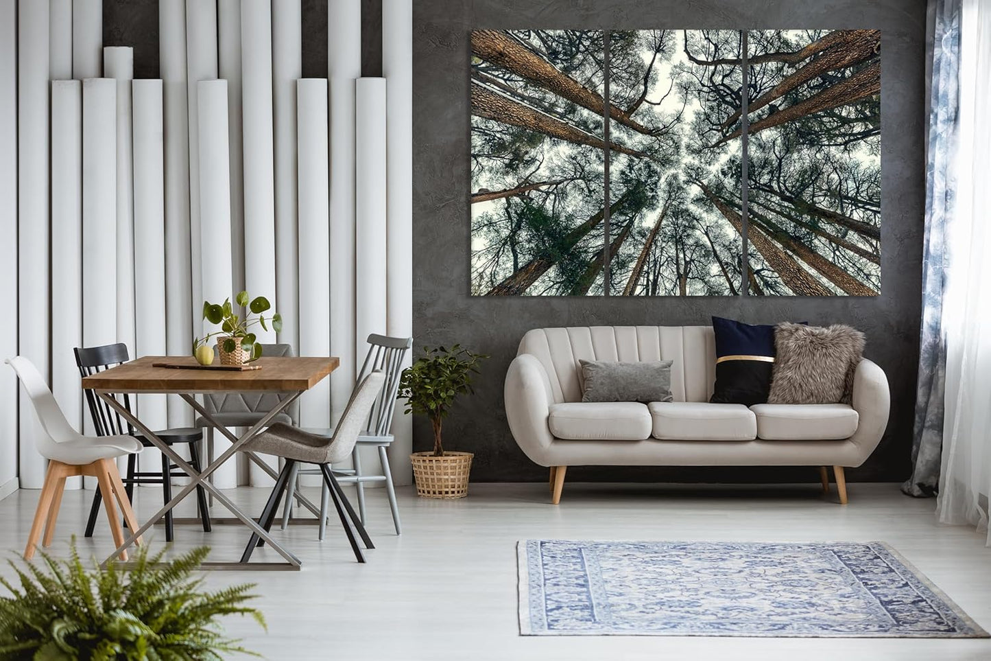 Nature Wall Art Prints - Ocean Forest Mountain Lake Canvas Landscapes - Small to Extra Large Living Room Bedroom Kitchen Bathroom Décor (Trees and Sky, 55L" x 83W"- 3 Panels)