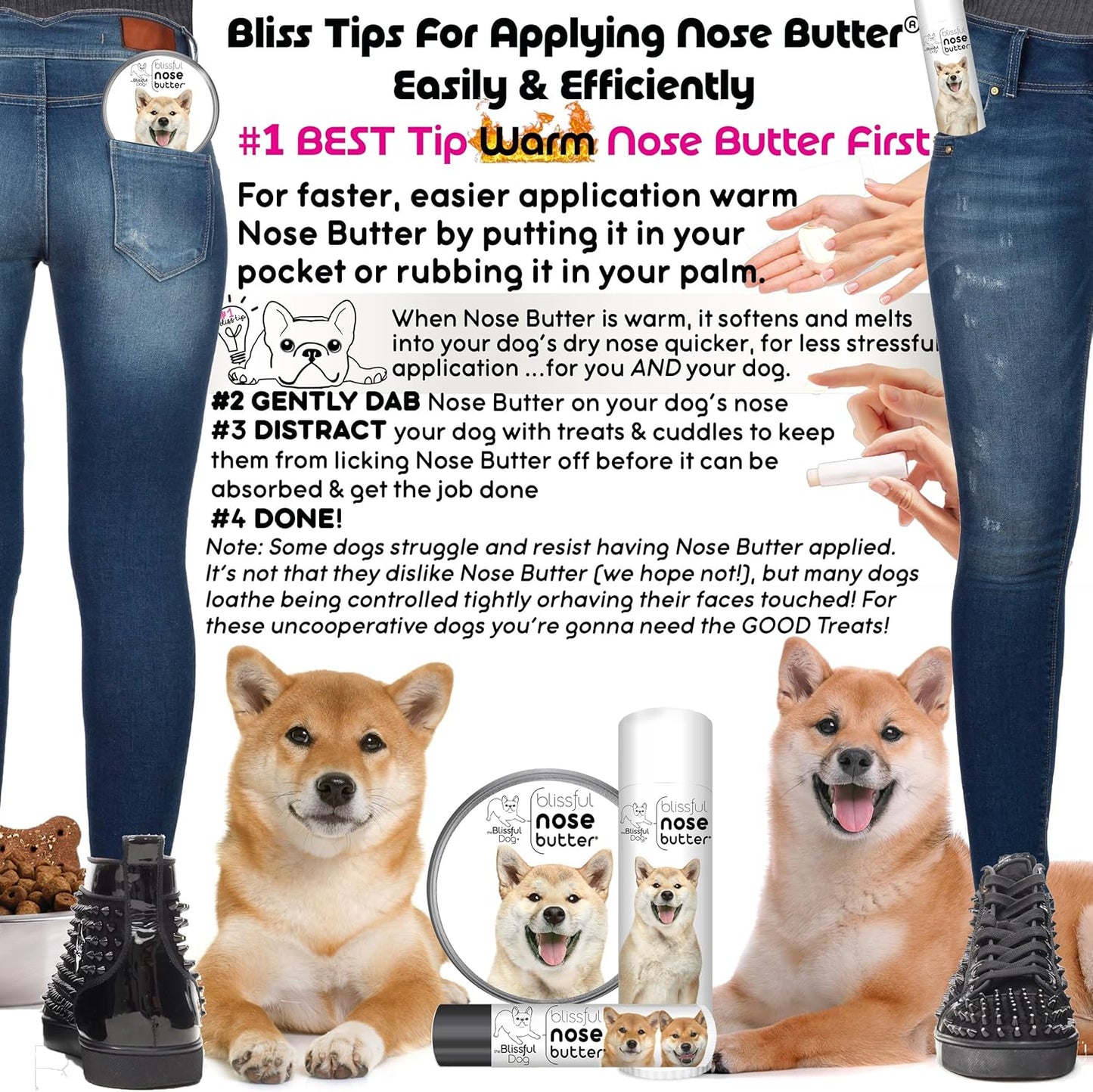 The Blissful Dog Shiba Inu Nose Butter for Dry, Cracked Skin, Lick-Safe Dog Nose Balm with Moisturizing Shea Butter, Almond, Olive, and Essential Oils, Pet Supplies, Uncented, 4 oz.
