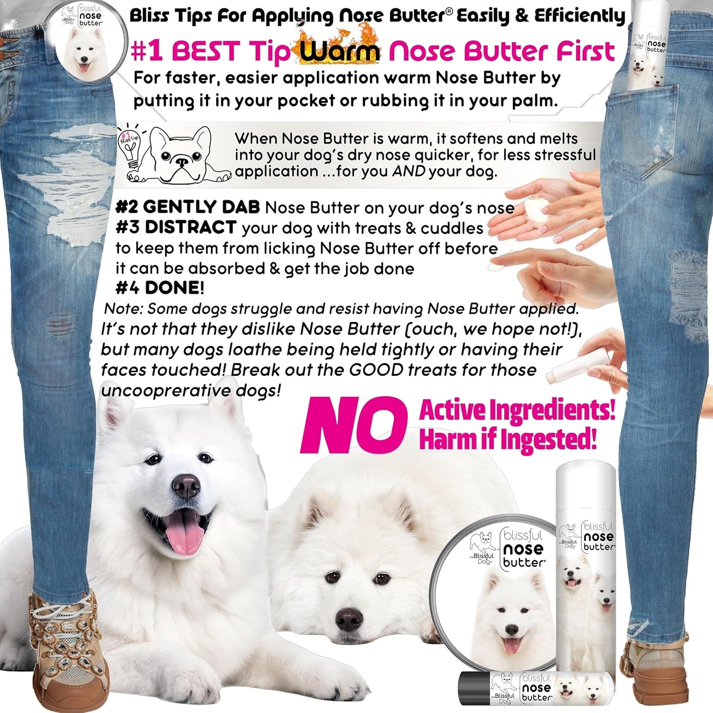 The Blissful Dog Samoyed Unscented Nose Butter - Dog Nose Butter, 16 Ounce