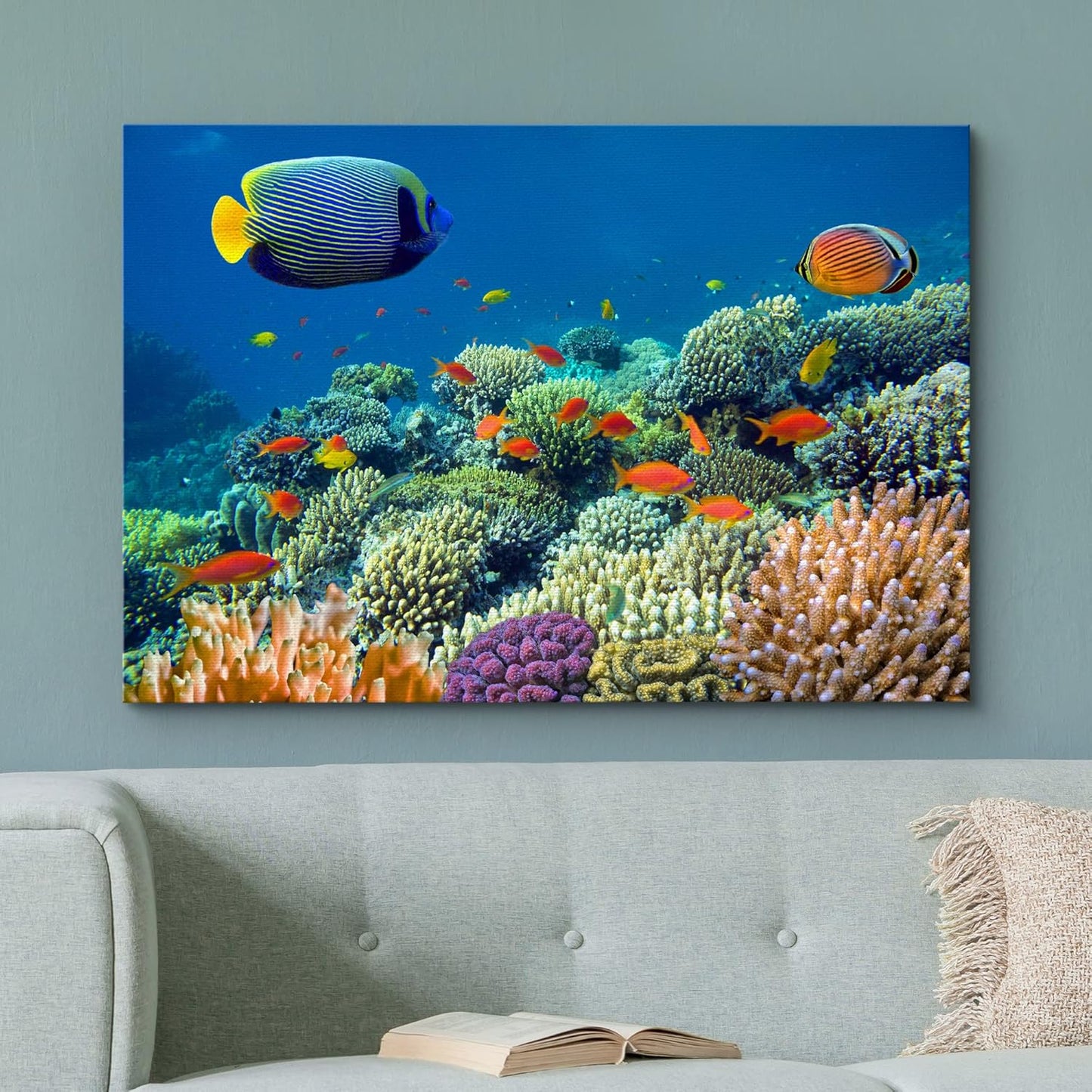 wall26 Canvas Print Wall Art Tropical Underwater Sea Coral Reef Fish Nature Animals Photography Realism Rustic Scenic Landscape Wilderness Earth Colorful for Living Room, Bedroom, Office - 24"x36"