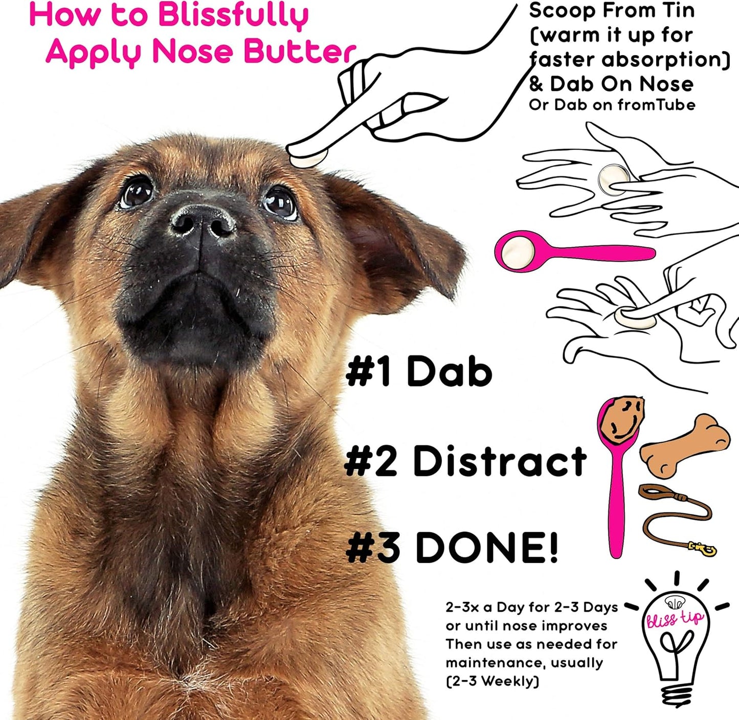 The Blissful Dog Mixed Breed Nose Butter, Versatile Dog Nose Balm for Dry Nose, Handcrafted Nose Moisturizer, Easy-to-Apply Dog Essentials, Unscented, 1 oz.