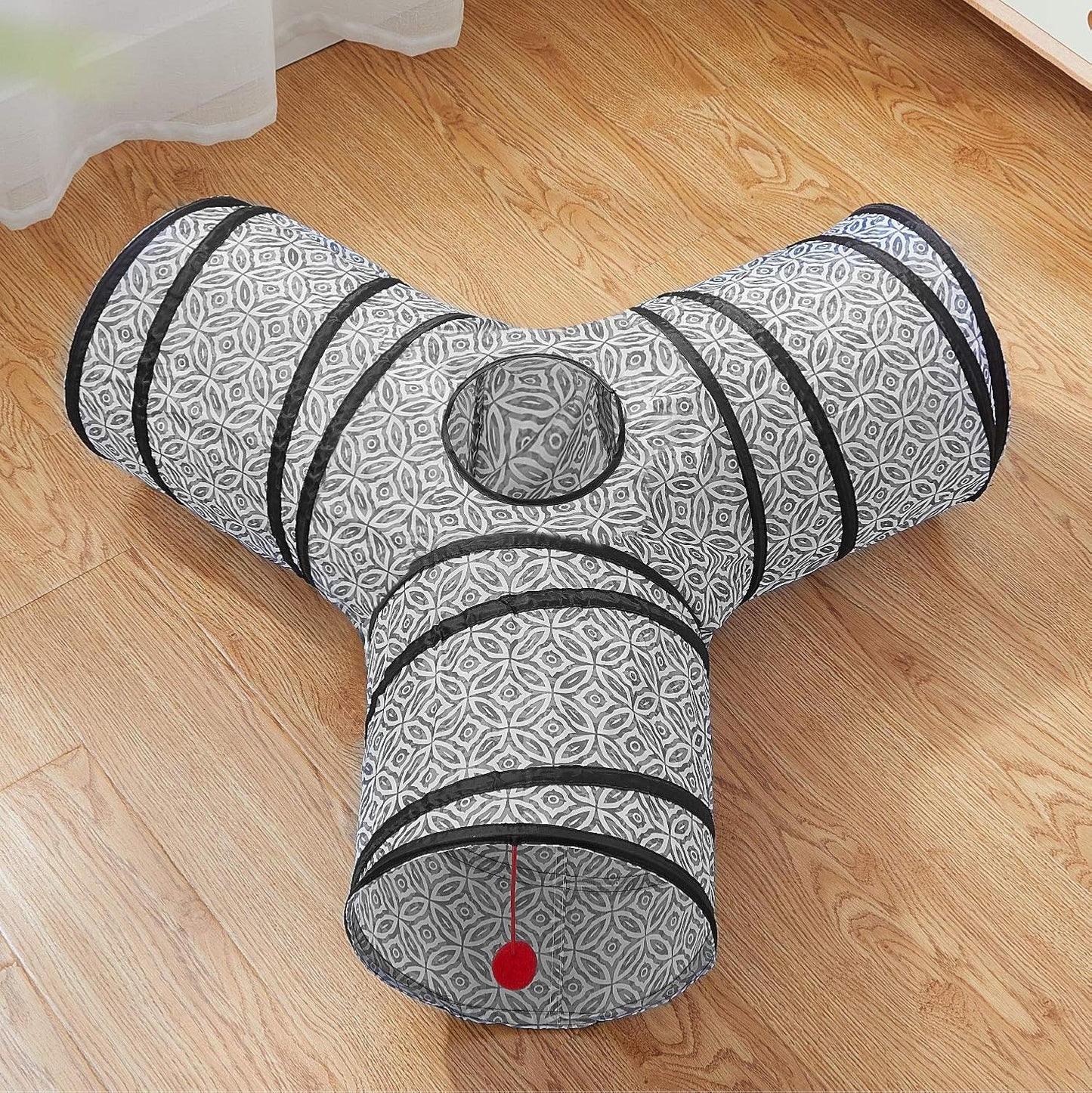 Tempcore 3-Way Collapsible Cat Tube Toys, Kitty Tunnel with Peek Hole, Ball for Cats & Kittens