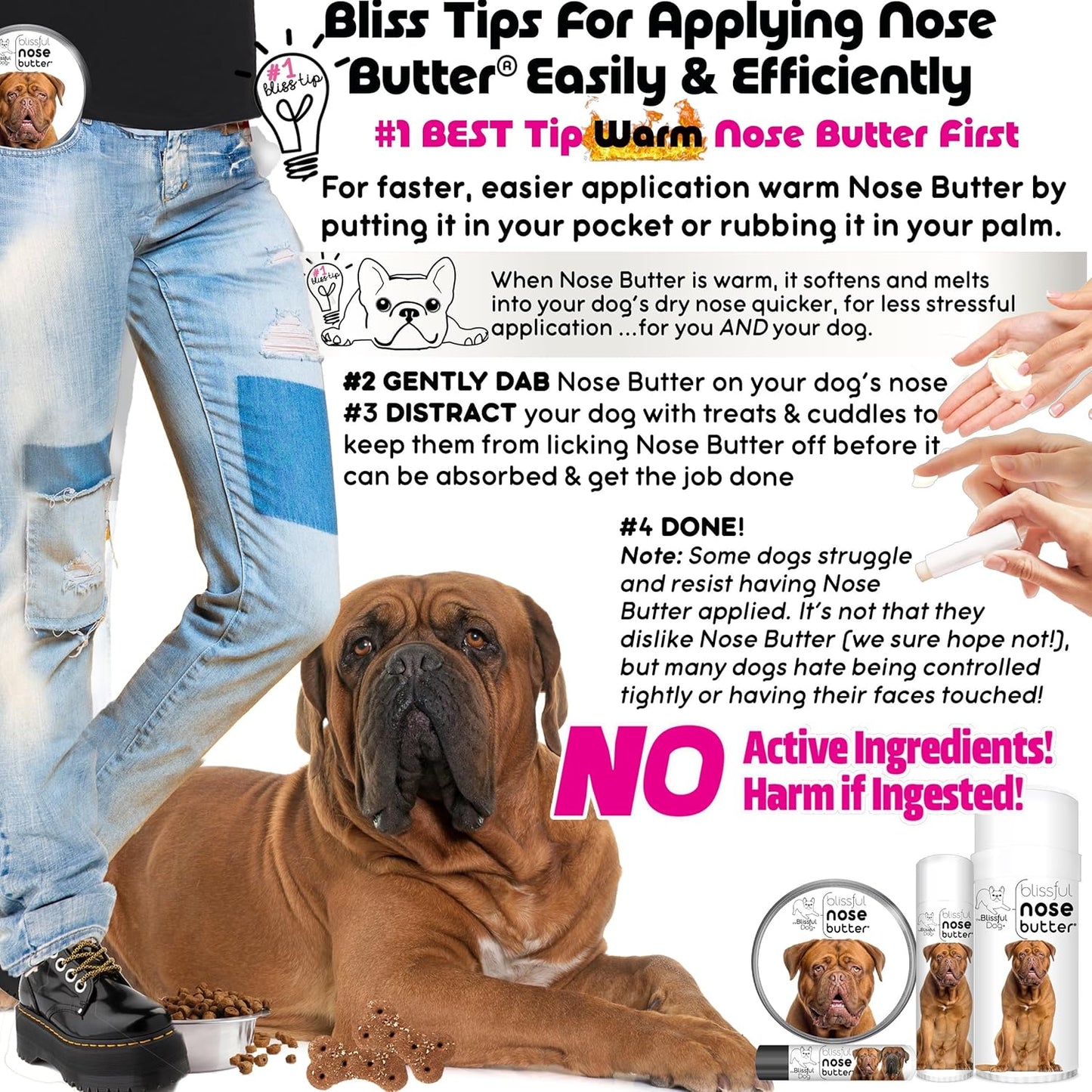 The Blissful Dog Dogue De Bordeaux Unscented Nose Butter - Dog Nose Butter, 0.50 Ounce