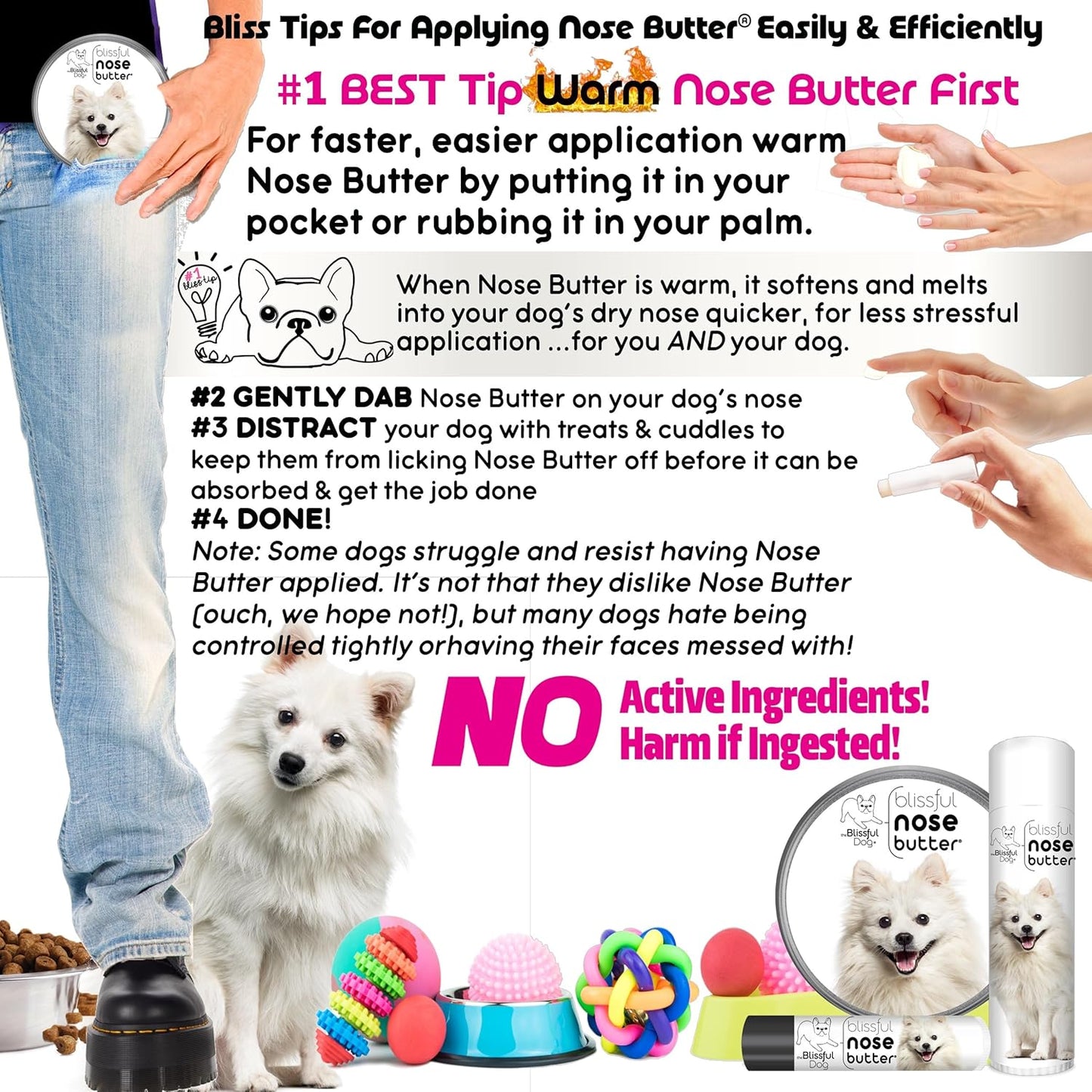 The Blissful Dog American Eskimo Nose Butter for Dry, Cracked Skin, Lick-Safe Dog Nose Balm with Moisturizing Shea Butter, Almond, Olive, and Essential Oils, Pet Supplies, Uncented, 0.50 oz.