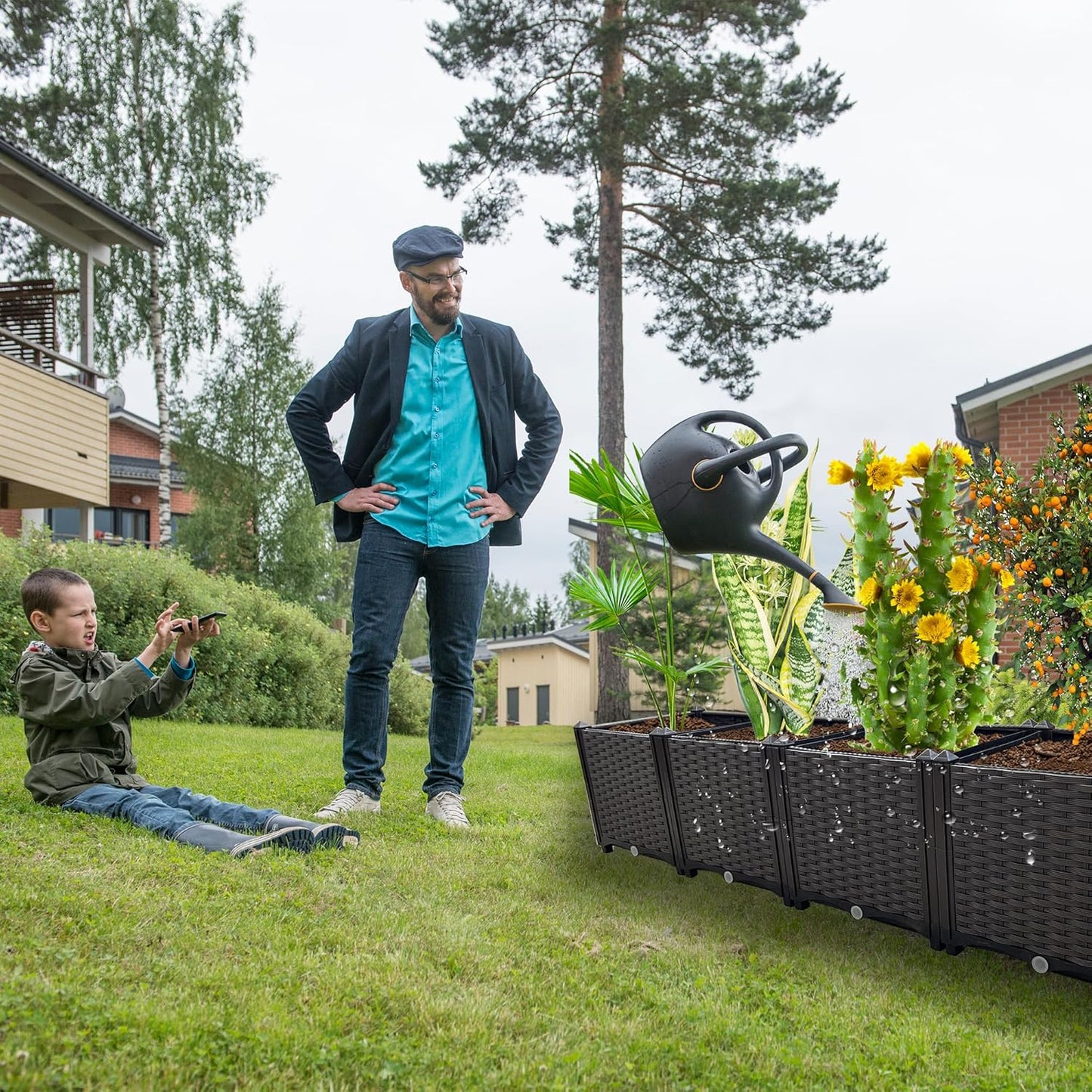 Large Planters for Outdoor Plants pots Elevated Garden Boxes Raised Garden Bed Garden Patio Balcony Deck to Planting Flowers Vegetables Tomato and Herbs