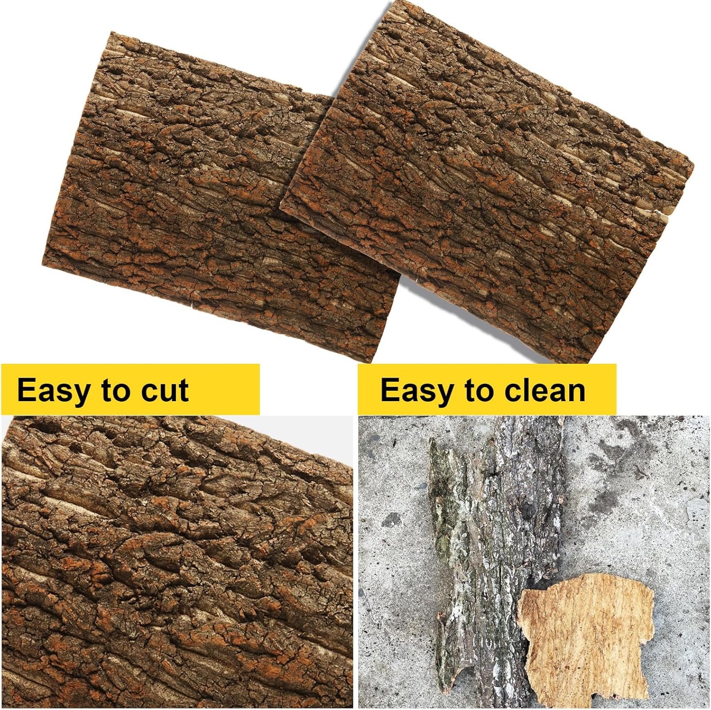 4PCS Cork Terrarium Background 15.7x11.8in Reptile Tank Background Board Habitat Decoration, Natural Cork Large Bark Climbing Mat for Gecko Lizard Tortoise Chameleon