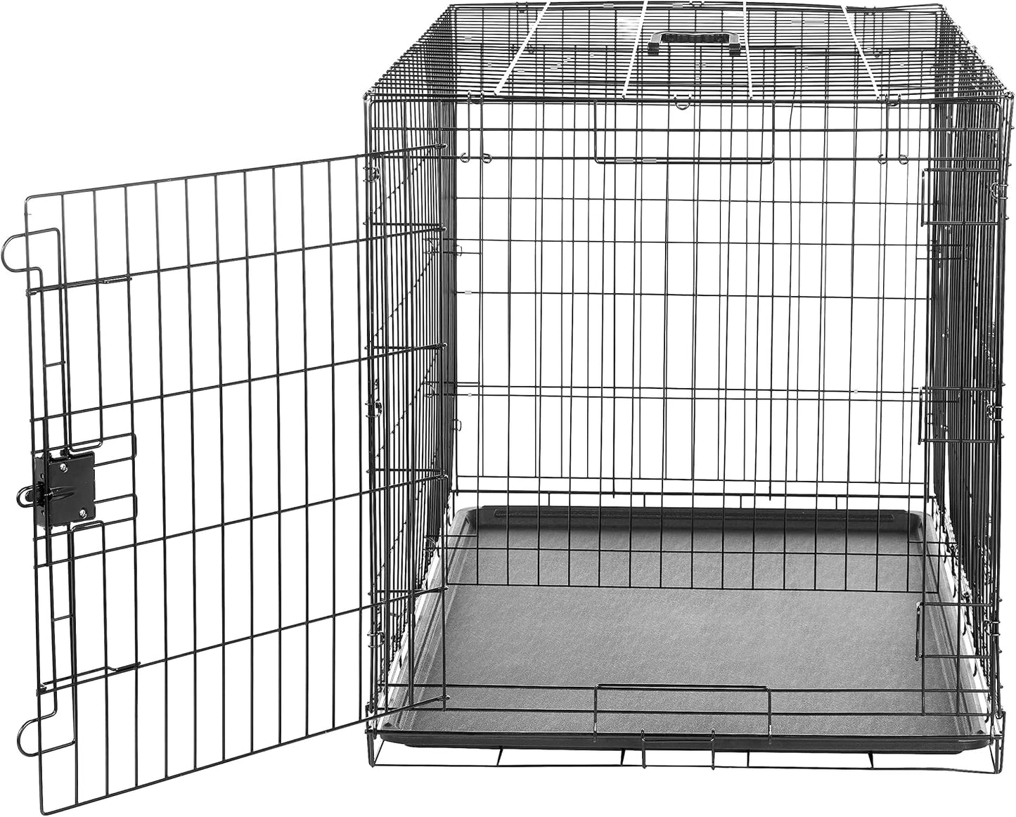 Amazon Basics Durable,Foldable Metal Wire Dog Crate with Tray, Double Door, 42 x 28 x 30 in, Black